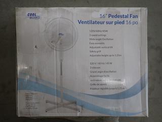 Cool Works 16in White Pedestal Fan, CRSF-16B1 .