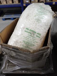 Bin of Styrofoam Blocks, Approx. 9in x 10-1/2in and 12 Cubic Foot Bag of Natural "S" Shape Biodegradable Loose Fill Packing.