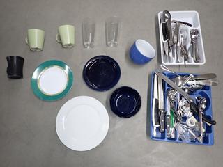 Assorted Kitchen Dishware and Cutlery.