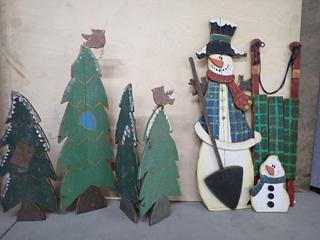 (2) Rustic Faux Wood Outdoor Christmas Decor.