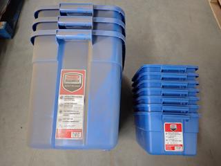 (3) 68L and (7) 11.3L Rubbermaid Tote Bins, No Lids.