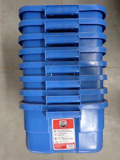 (8) 38L Rubbermaid Tote Bins, No Lids.