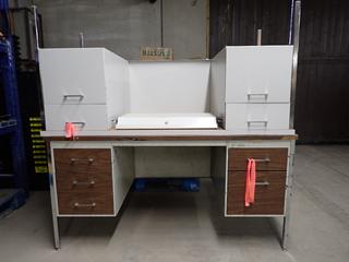 (2) Metal Desks, 60in x 34in x 30in Each.