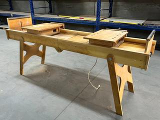 Portable Folding Work Bench/Miter Stand c/w (2) Working Vises, 90in x 24in.