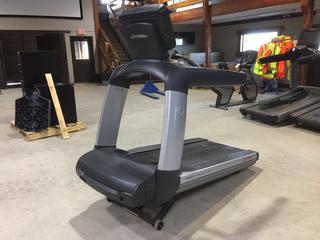 Life Fitness 95T Elevation Series Treadmill c/w FlexDeck Shock Absorption System, 0-15% Incline, 0.5-14mph, Interactive Workouts & 19 In. Discover SE Console, 120V, 20 Amp Plug. S/N TEU 102952.