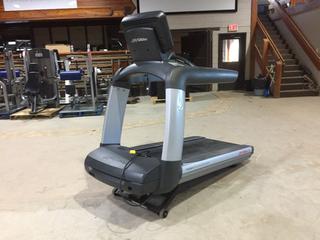 Life Fitness 95T Elevation Series Treadmill c/w FlexDeck Shock Absorption System, 0-15% Incline, 0.5-14mph, Interactive Workouts & 19 In. Discover SE Console, 120V, 20 Amp Plug. S/N TEU 102450.