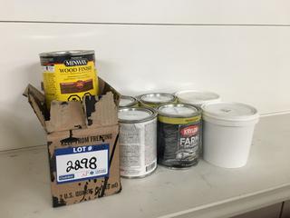 Quantity of Paint, Stain, & Drywall Mud.