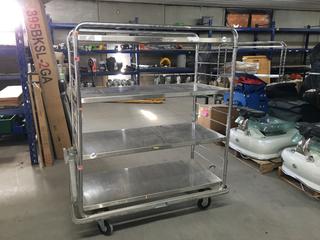 Stainless Steel Trolley w/ Castors & Bumper, Approximately 48 in. X 24 1/2 in. x 61 1/2 in.