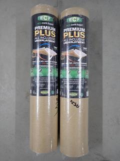 (2) Rolls of ECF Premium Plus Cork Foam Underlay 75 Sq ft, 36in x 25ft Per Roll.