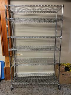 6-Tier Rolling Chrome Rack, 47in x 18in x 76in.