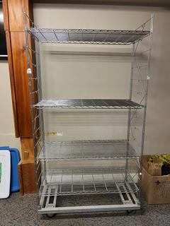 4-Tier Rolling Chrome Rack, 42in x 18in x 78-1/2in.