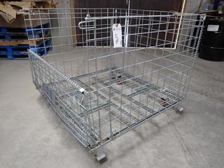 Folding Wire Cage on Wheels, Approx. 49in x 49in x 41-1/2in.