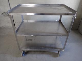 Stainless Steel Trolley with Rotating Castors, Approx 35in x 21in x 37in.