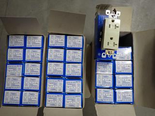 (3) Boxes of T5825-1 Decora Ivory Duplex Receptacles.