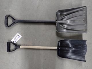 (2) Travel Compact Plastic Snow Shovels.