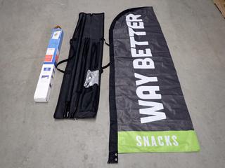 Staples Dual Purpose Easel and Tear Drop Banner with Stand.