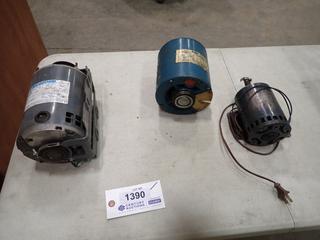 (1) Marathon Electric Motor c/w 115V, Ph 1, 60 Hz, Type SS, (1) G&C Motor c/w 1725 RPM, Ph 1, 60 Hz, Type BS2205H/06DP, (1) General Electric Motor c/w 3000 RPM, 1/3 HP, Ph 1 (B2)