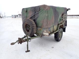 1969 Case Master M101A1 3/4 Ton 8 Ft. S/A Cargo Trailer c/w Pintle Hitch, Canopy, Park Brakes, 4 Ft. Tongue, 9.00-16 Tires, Spare Tire, SN 11199