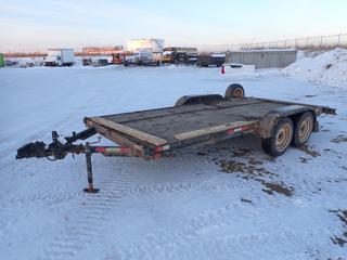 16 Ft. T/A Flat Deck Trailer c/w 2 In. Ball Hitch, 4 Ft. Long Tongue, P225/75R15 Tires, Spare Tire, (2) 5 Ft. x 18 In. Ramps, 79 In. Between Wheel Wells *Note: No Vin, Make/Model Unknown* 