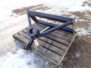 Unused Hitch Adapter Skid Steer Attachment w/ 5th Wheel Adapter c/w Tri-Ball Hitch (1 7/8 In., 2 In., 2 5/16 In.) w/ Hook