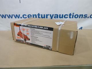 Unused TMG-AJF03 3 Ton Floor Jack, Twin Pistons, 18 In. Max. Height, 5 In. Ground Clearance, 360