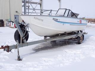 18 Ft. Springbok Boat c/w OMC Stern Drive, SN ZAGU0050M82H (Requires Repair) w/ 19 Ft. Shore Station Boat Trailer, P185/75R14 Tires *Note: No VIN*