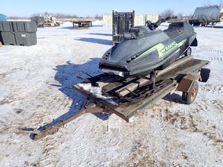 1988 Arctic Cat Wildcat 650 Snowmobile, Showing 02,558 Hrs, VIN 8915457, *Note: Engine Partially Disassembled, Running Condition Unknown*, c/w S/A Deck Trailer, 8 Ft. x 4 Ft., 2 In. Ball Hitch, *Note: No Visible VIN* 