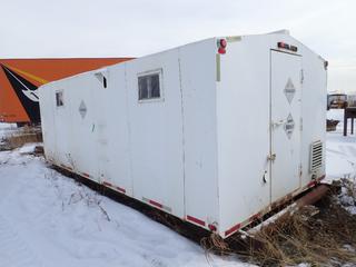 Skid Mounted Steel Building w/ Lockers/Storage Cabinets, 2-Sections, 20 Ft. x 10 Ft. x 6 Ft. *Note: Broken Window* **Located Offsite at 21220-107 Avenue NW, Edmonton, For More Information Contact Richard at 780-222-8309**