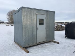 6 Ft. x 10 Ft. Aluminum Shack c/w 36 In. x 84 In. Man Door 8 Ft. H, Pipe/Utility Access Hole On One Side, Control # 7029