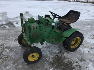 John Deere Lawn Tractor c/w Gas, Direct Trans, 165/6.5-8 Front, 23x95.-12 Rear Tires, S/N 6351E *No Key, No Battery, Needs Ignition, Not Running*