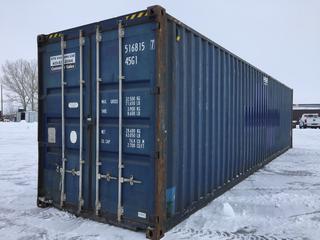 40 Ft. HC Storage Container # CMAU 5168157, *Door Dented, Inside Floor Damaged At Front*