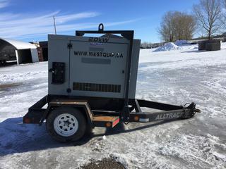 Westquip G17F239526 Portable Generator c/w Isuzu Power, Single Phase, 60 Hz, Base Rate 20 KVA, 205/75R14 Tires, Showing 1125 Hours, Alberta Assigned VIN 44642.