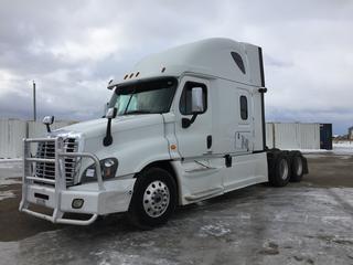 2018 Freightliner Cascadia 125 T/A Truck Tractor c/w 14.8L L6 Diesel, Auto, A/C, Cruise, Heated Mirrors, CB Radio, Adjustable 5th Wheel, 232 In. WB, 11R22.5 Tires, Showing 1,142,761 Kms, VIN 3AKJGLDR6JSHP7261 *Bumper Dented Both Sides, Driver Side Foot Well Plastic Damaged, Passenger Rear Mud Flap Bracket Damaged, Passenger Side Fender Damaged, Passenger Side Plastic Damaged*