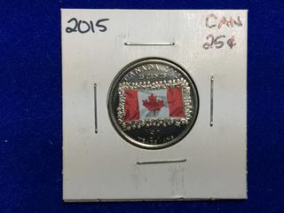 2015 Canada Colour Printed Twenty Five Cent Coin, "50 Years".