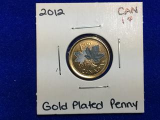2012 Canada Gold Plated One Cent Coin.