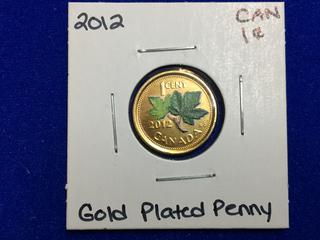 2012 Canada Gold Plated One Cent Coin.