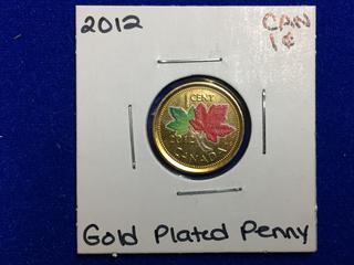 2012 Canada Gold Plated One Cent Coin.