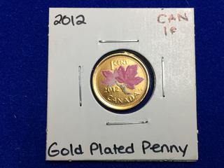 2012 Canada Gold Plated One Cent Coin.