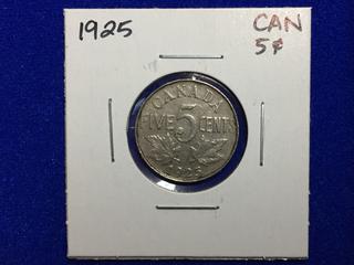 1925 Canada Five Cent Coin.