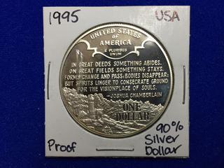 1995 United States One Dollar Silver Coin.