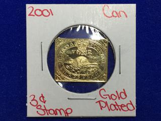 2001 Canada Gold Plated Three Cent Stamp.