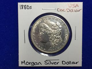 1880 United States Morgan Silver One Dollar Coin.