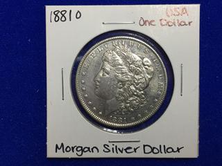 1881 United States Morgan Silver One Dollar Coin.