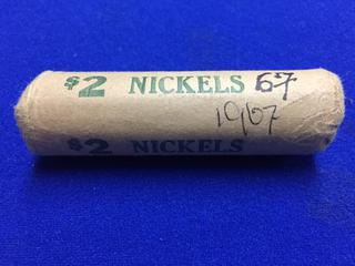 Roll of 1967 Five Cent Coins.