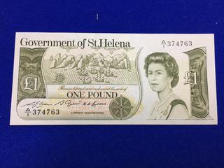 Government of St. Helena One Pound. S/N A/I374763.