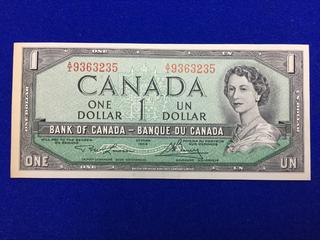 Bank Of Canada One Dollar Bank Note. S/N A/I9363235.