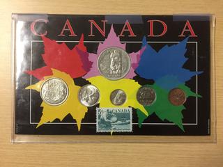 1958 Canada Coin Set & Stamp.