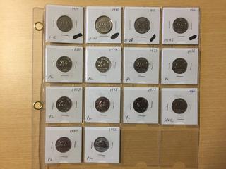 Canada Five Cent Coins Set.