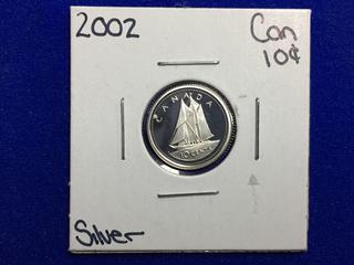 2002 Canada Silver Proof Ten Cent Coin.