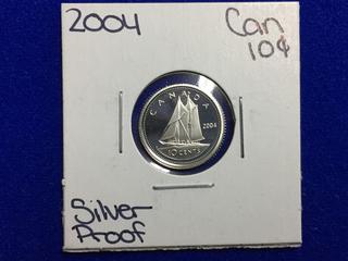 2004 Canada Silver Proof Ten Cent Coin.